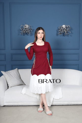 فستان عودي باربي بدانتيل منفوش