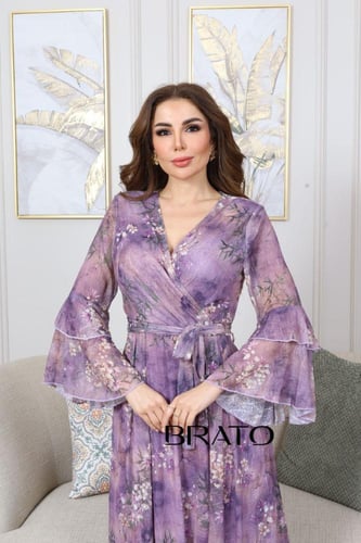 فستان مشجر لف تل ناعم