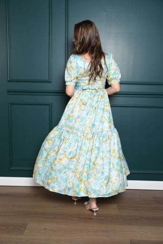 فستان كتان مشجر ميد