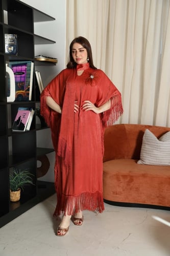 جلابيه رمضانيه واسعة مع شال من الرقبة راقية