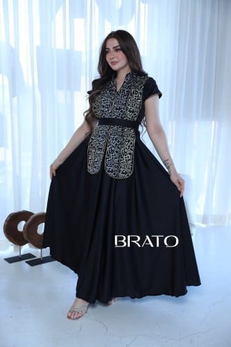 فستان مطرز رمضاني اسود