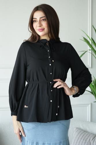 بلوزة قطن ناعم ربطة حزام