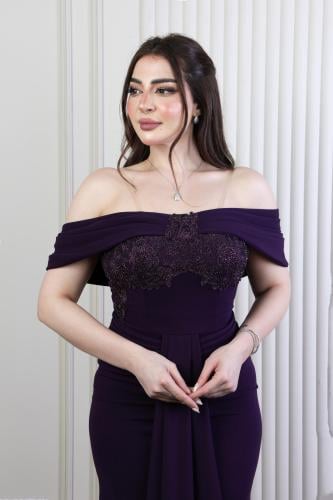 فستان موف بتطريز