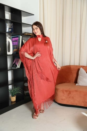 جلابيه رمضانيه واسعة مع شال من الرقبة راقية