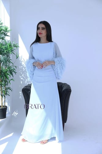 فستان شيفون سماوي