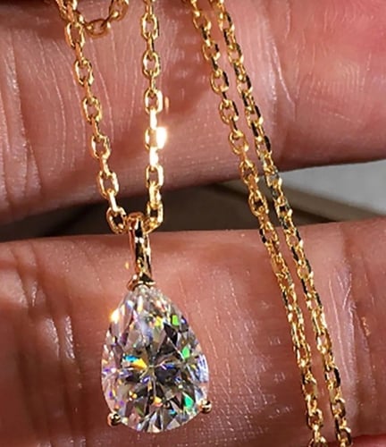 قلادات ذهبية صلبة 18 قيراط للنساء ، ماس مويسانيتي...