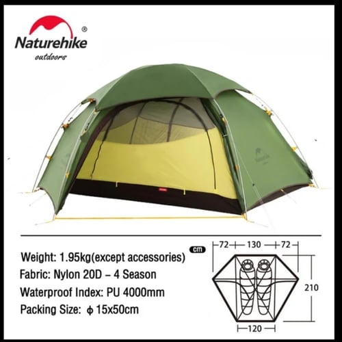 Naturehike سحابة الذروة 2 الناس خيمة خفيفة 2 أشخاص...