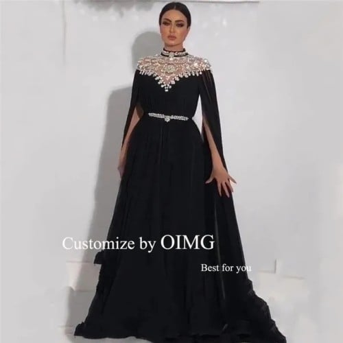 OIMG لامعة كريستال أسود الشيفون المرأة العربية الم...