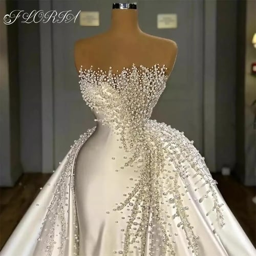 فستان زفاف أنيق مرصع باللؤلؤ من Vestido De Noiva ف...