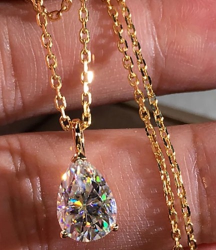 قلادات ذهبية صلبة 18 قيراط للنساء ، ماس مويسانيتي...