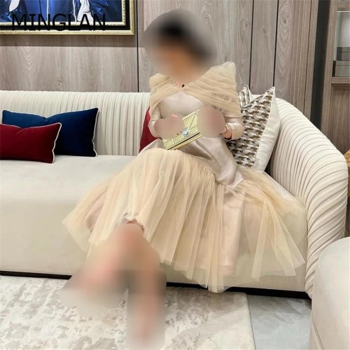 فستان نسائي ملفوفة بطول الشاي ، ثوب ملفوفة ، رقبة...