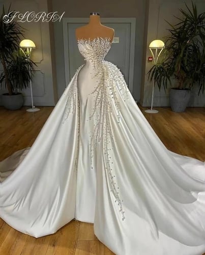 فستان زفاف أنيق مرصع باللؤلؤ من Vestido De Noiva ف...