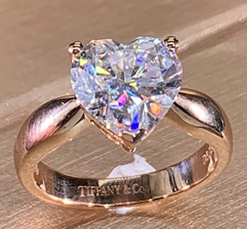 خاتم ألماس مويسانيتي على شكل قلب للنساء ، خاتم خطو...