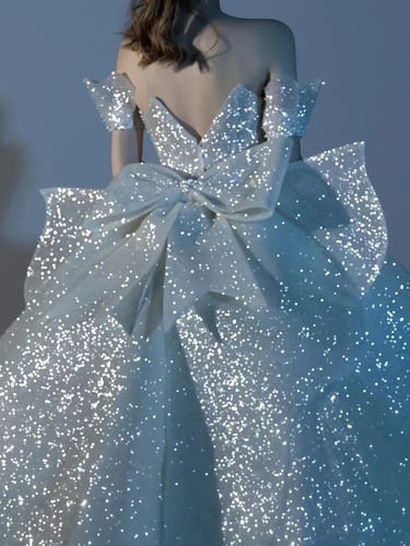 فستان زفاف فاخر من السماء المرصعة بالنجوم لؤلؤ كري...