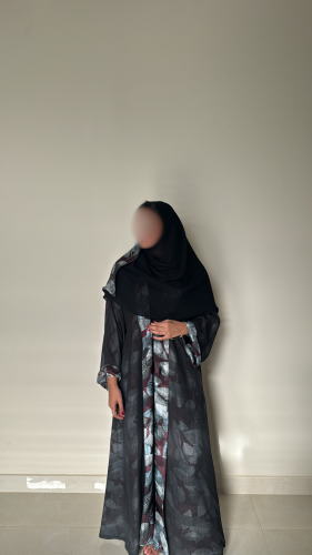 عباية شيفون مبطن عنابي