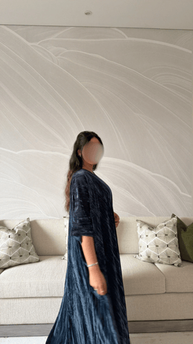 جلابية قماش مخمل مكسر مع حرير مغسول(Free size)