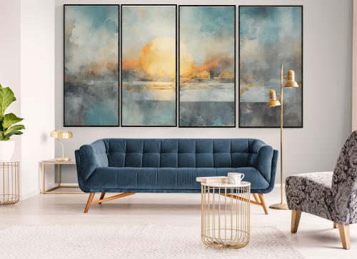 طقم من 4 لوحات جدارية مودرن فن تجريدي