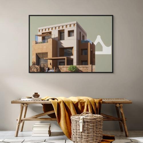 لوحه جدارية كانفس عمارة نجران