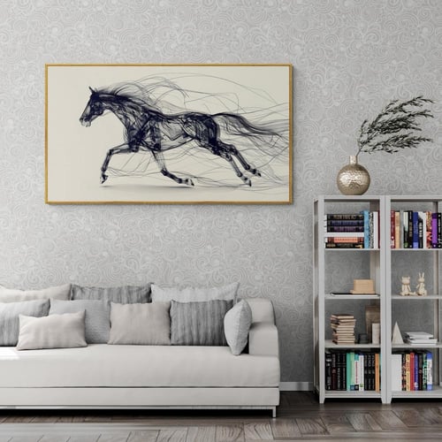 لوحة خيل رسم بالخط