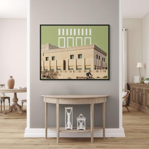 لوحه جدارية كانفس عمارة بيشة الصحراوية