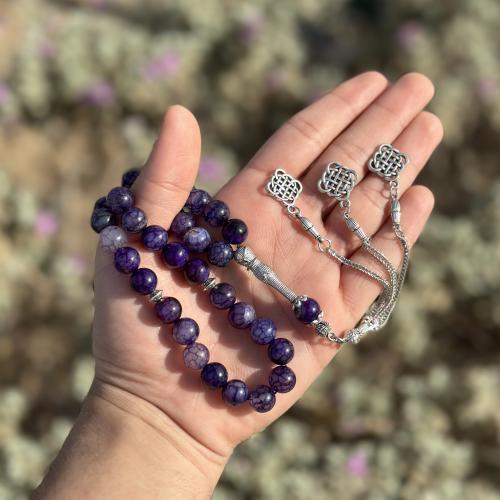 سبحة عقيق برازيلي - بنفسجي مخلوط