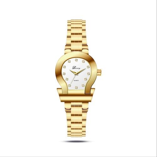 ساعة نسائية بتصميم ملفت بلون ذهبي