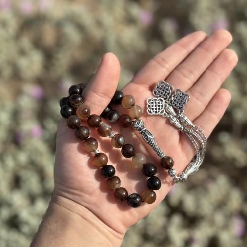 سبحة عقيق برازيلي - بني مخلوط