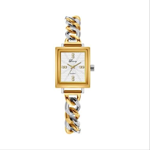ساعة نسائية بتصميم ملفت بلون ذهبي والفضي