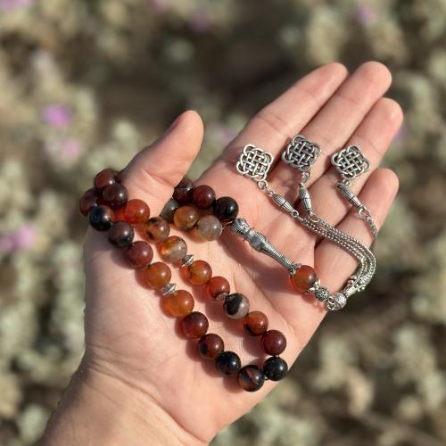 سبحة عقيق برازيلي - احمر مخلوط