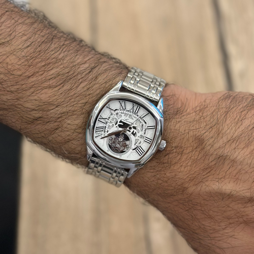 ساعة رجالية بسير ستيل بلون فضي