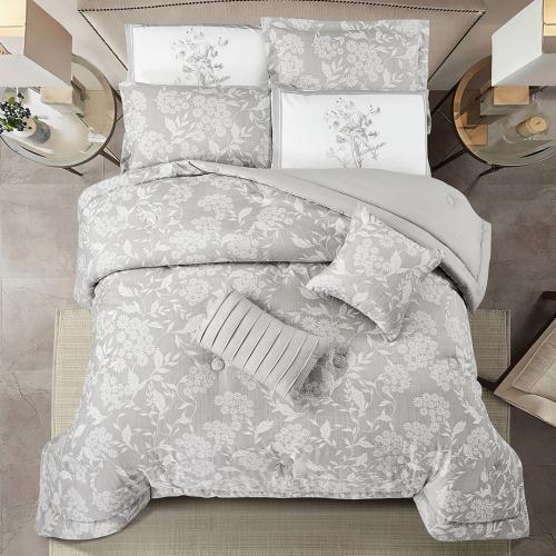 مفرش جاكار فاخر رمادي بتصميم عصري 8 قطع