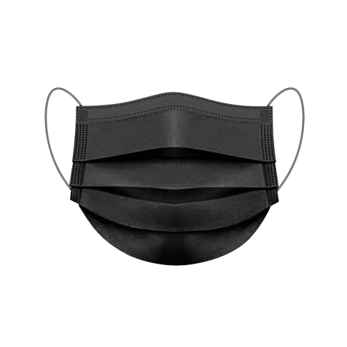 Black medical face masks 3 layers with ear loops