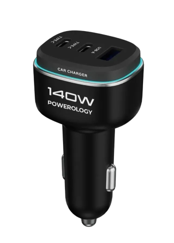 فيش سيارة 140 واط 3 منافذ ماركة POWEROLOGY