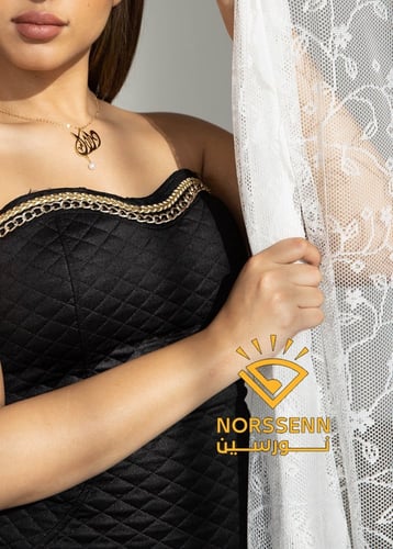 تعليقة رقبه مطلية بالذهب تصميم عربي مع لولو