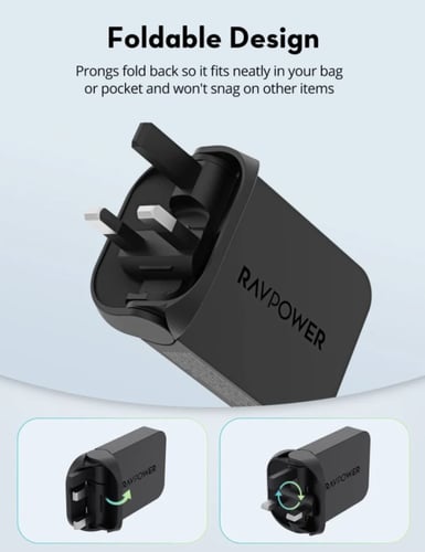 راف باور - فيش جداري نحيف بقوة 65 واط بمنفذين تايب...