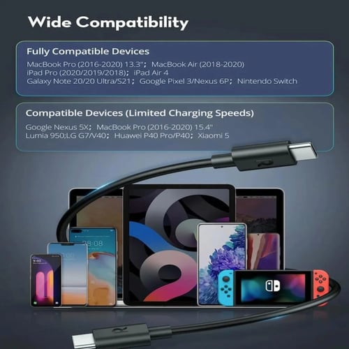 راف باور كابل USB-C إلى USB-C بطول 1 متر – 60 واط