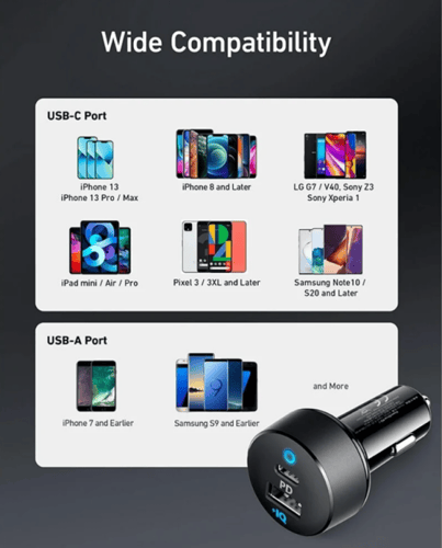 أنكر - شاحن سيارة 30 واط بمنفذ USB الى لايتنينج وم...