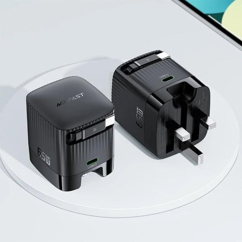 Acefast شاحن GaN بقوة 65W مع كابل USB-C مزدوج