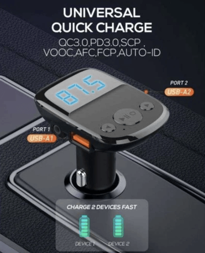 لدنيو - شاحن سيارة مع بلوتوث بشاشة ديجيتال