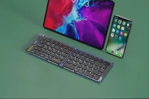 بورودو لوحة مفاتيح بلوتوث شفافة قابلة للطي – أسود