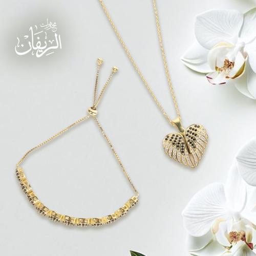 مجموعة طقم ، سلسال مخصص بالاسم مع اسوارة ، طقم ريف...