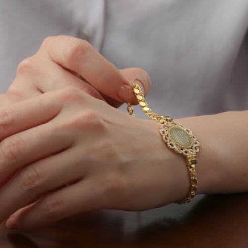 طقم فضة بالاسم مطلي بالذهب عيار 18 - طقم جوري