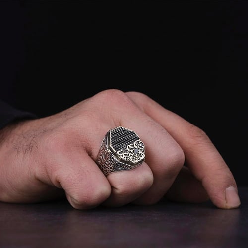 خاتم فضه رجالي بالاسم - فضة عيار 925 - خاتم أصالة