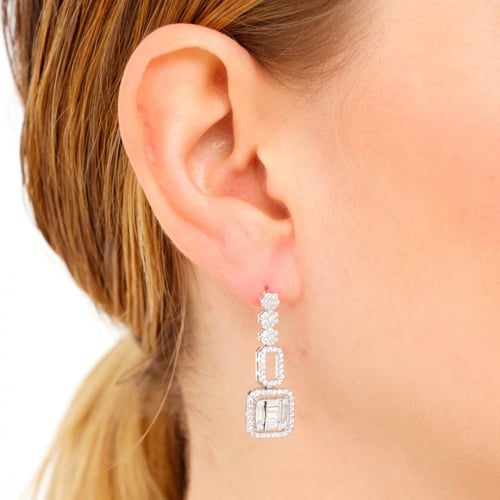 طقم فضة نسائي عيار 925 مرصع بأحجار زركون - طقم باغ...