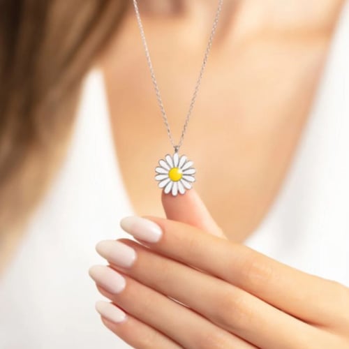 قلادة فضة 925 قلادة ياسمينة اللون الفضي