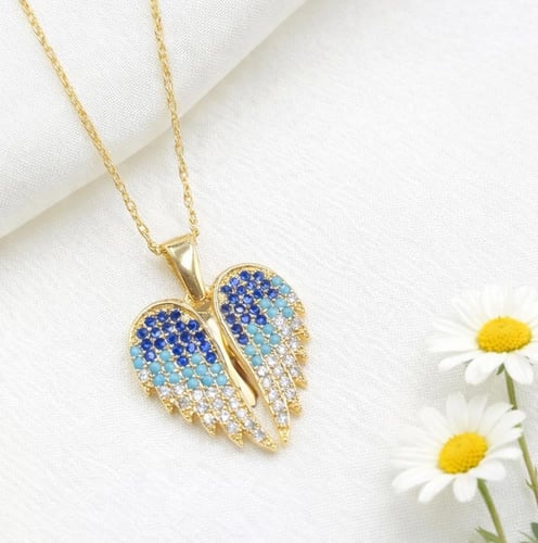 سلسال بالاسم فضة 925 - مطلي ذهب - سلسال ملاك ذهبي