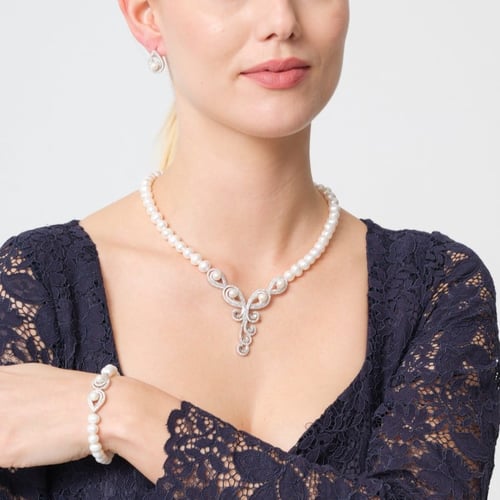 طقم إشراقة - طقم لؤلؤ طبيعي زراعي - فضة عيار 925