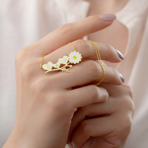 سلسال قلوب - سلسال بالاسم مطلي ذهب - فضة عيار 925