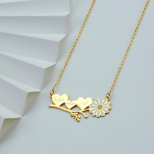 سلسال قلوب - سلسال بالاسم مطلي ذهب - فضة عيار 925