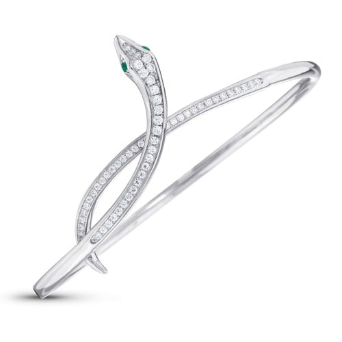 بناجر ثعبان فضة عيار 925 بأحجار زركون ماسية